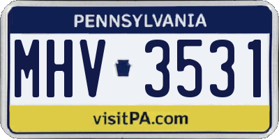 PA license plate MHV3531