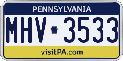 PA license plate MHV3533