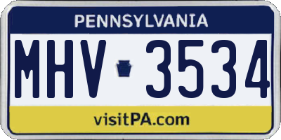 PA license plate MHV3534