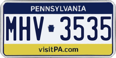 PA license plate MHV3535