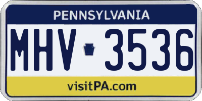PA license plate MHV3536