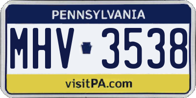 PA license plate MHV3538