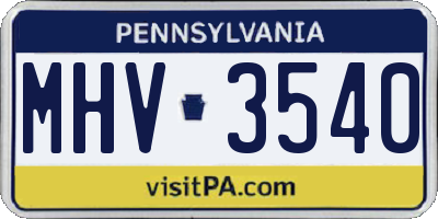 PA license plate MHV3540
