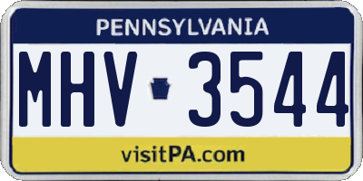 PA license plate MHV3544