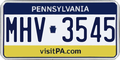 PA license plate MHV3545