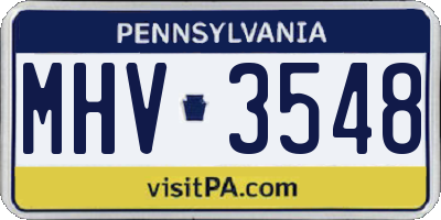PA license plate MHV3548