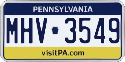 PA license plate MHV3549