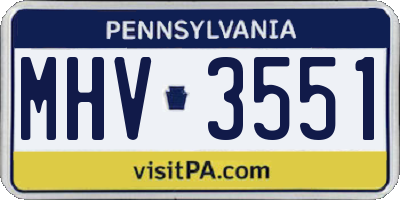 PA license plate MHV3551