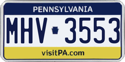 PA license plate MHV3553
