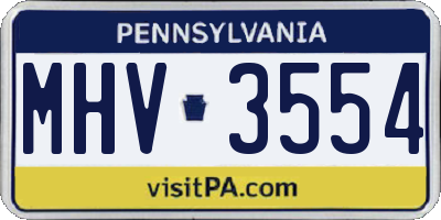 PA license plate MHV3554