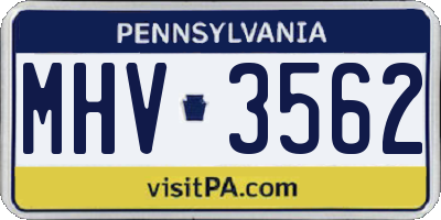PA license plate MHV3562