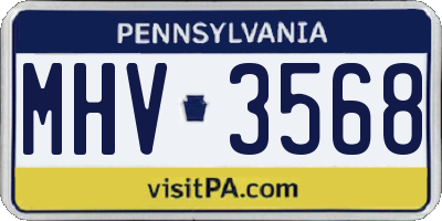 PA license plate MHV3568