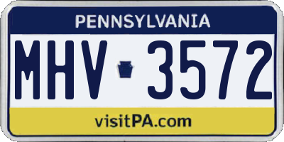 PA license plate MHV3572