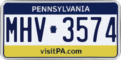 PA license plate MHV3574