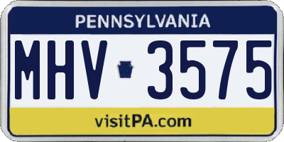 PA license plate MHV3575