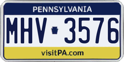 PA license plate MHV3576
