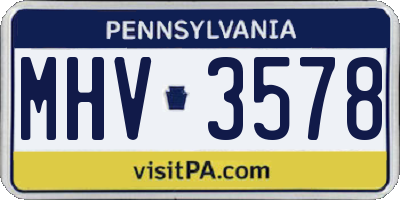 PA license plate MHV3578