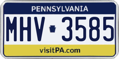 PA license plate MHV3585