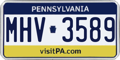 PA license plate MHV3589