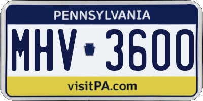 PA license plate MHV3600