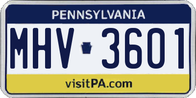 PA license plate MHV3601