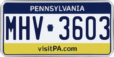 PA license plate MHV3603