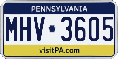 PA license plate MHV3605
