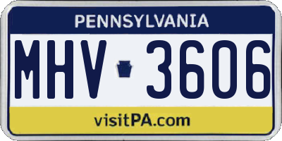PA license plate MHV3606
