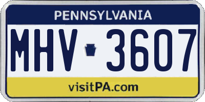 PA license plate MHV3607