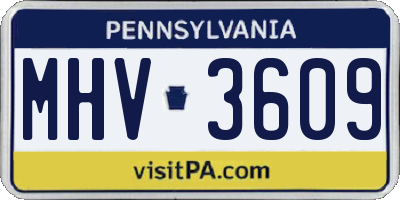 PA license plate MHV3609