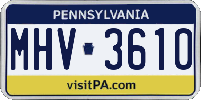 PA license plate MHV3610
