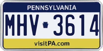 PA license plate MHV3614
