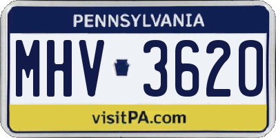 PA license plate MHV3620