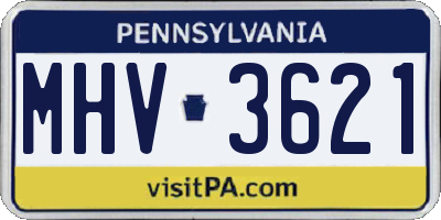 PA license plate MHV3621