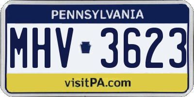 PA license plate MHV3623