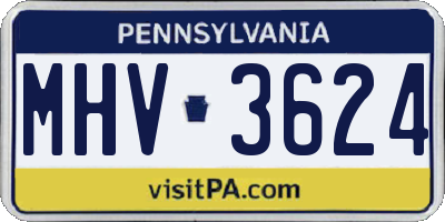 PA license plate MHV3624