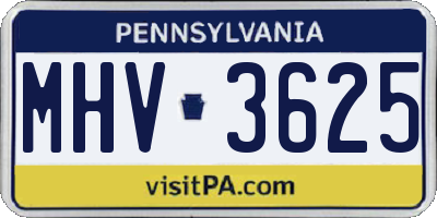 PA license plate MHV3625