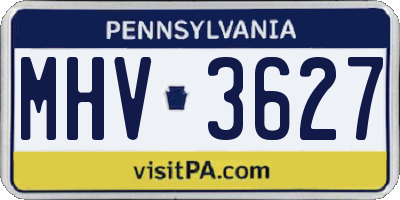 PA license plate MHV3627