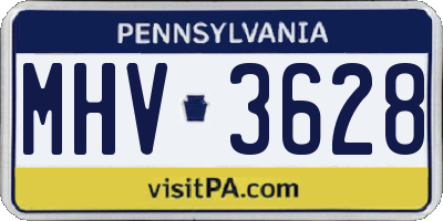 PA license plate MHV3628