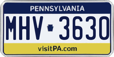 PA license plate MHV3630