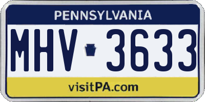 PA license plate MHV3633
