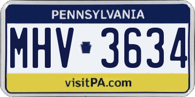 PA license plate MHV3634