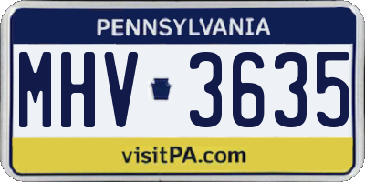 PA license plate MHV3635