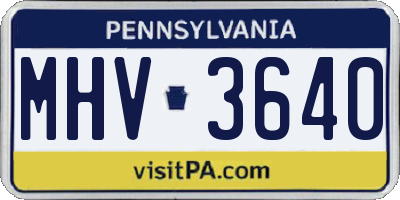 PA license plate MHV3640