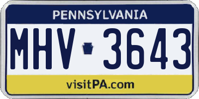 PA license plate MHV3643