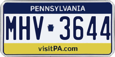 PA license plate MHV3644