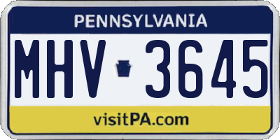 PA license plate MHV3645