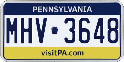 PA license plate MHV3648