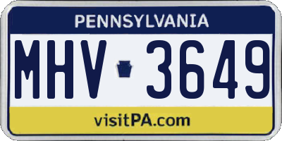 PA license plate MHV3649
