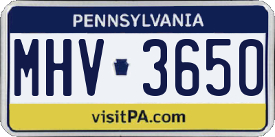 PA license plate MHV3650